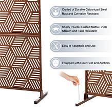 Glitzhome Galvanized Steel Geometric Privacy Screen with Riser Feet
