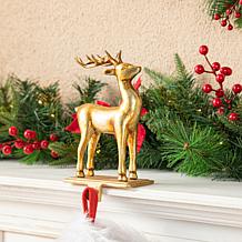 Glitzhome Gold Resin Standing & Sitting Reindeer Stocking Holders