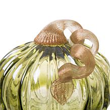 Glitzhome Green Crackle Glass Short Pumpkin