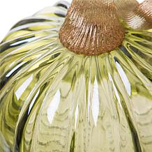 Glitzhome Green Crackle Glass Short Pumpkin