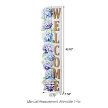 Glitzhome Hydrangea Welcome Porch Sign 42" H x 10.75" L