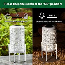 Glitzhome Metal Cutout 14.25"H Solar LED Outdoor Lantern w/ Stand