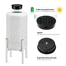 Glitzhome Metal Cutout 14.25"H Solar LED Outdoor Lantern w/ Stand