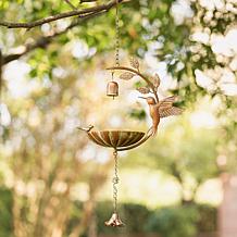 Glitzhome Metal Faux Copper Patina Hummingbird Hanging Birdfeeder