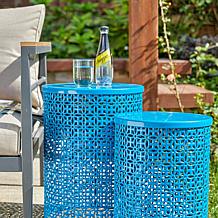 Glitzhome Metal Garden Stools/ Planter Stands/ Accent Tables Set of 2