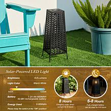 Glitzhome Metal Geometric Solar Powered Floor Lantern w/ Edison Bulb