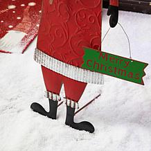 Glitzhome Metal Santa Yard Stake, Standing Decor or Wall Decor