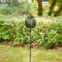 Glitzhome Metal Solar Powered Outdoor Lantern w/ Edison Bulb and Stake