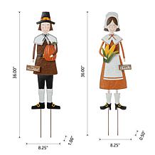 Glitzhome Metal Thanksgiving Pilgrim Yard Stake /Standing Decor