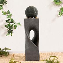 Glitzhome Modern Geometric Outdoor Fountain with LED Light 36.5"H