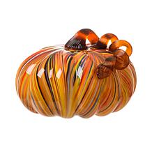 Glitzhome Multi Striped Glass Large Pumpkin
