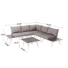 Glitzhome Outdoor Aluminum Sectional Sofa Set with Cushions - 6 Piece