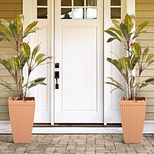 Glitzhome Oversized Eco-Friendly PE Terrazzo Tapered Tall Planter 2pk