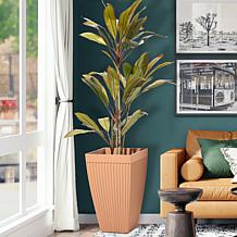 Glitzhome Oversized Eco-Friendly PE Terrazzo Tapered Tall Planter 2pk