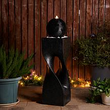 Glitzhome Oversized Modern Geometric Outdoor Fountain with LED Light
