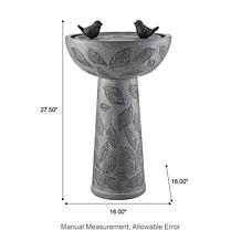 Glitzhome Polyresin Fountain with LED Lights and Bird Design 27.5"H