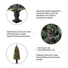 Glitzhome Set of 2 5ft Pre-Lit Flocked Artificial Christmas Porch Tree