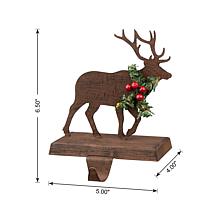 Glitzhome Set Of 2 6.5in. H Wooden and Metal Reindeer Stocking Holder