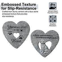 Glitzhome Set of 2 Cement Heart Shaped Dog Memory Stepping Stones