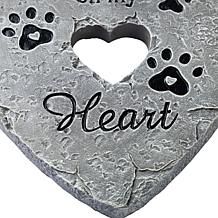 Glitzhome Set of 2 Cement Heart Shaped Dog Memory Stepping Stones