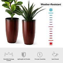 Glitzhome Set of 2 Oversized Gradient Red Faux Ceramic Tall Planters
