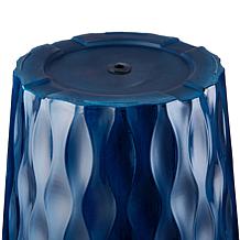 Glitzhome Set of 2 Oversized Wavy Texture Cobalt Blue Plastic Planter