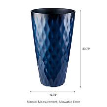 Glitzhome Set of 2 Oversized Wavy Texture Cobalt Blue Plastic Planter