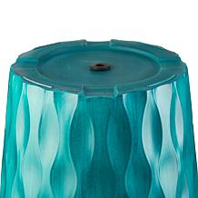 Glitzhome Set of 2 Oversized Wavy Texture Turquoise Plastic Planter