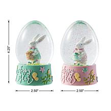 Glitzhome Set of 2 Resin Easter Bunnies Waterglobe