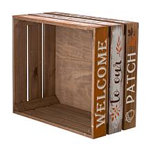 Glitzhome Set of 2 Wooden Pumpkin Crate