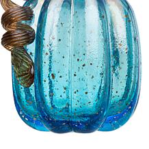 Glitzhome Set of 3 Blue Glass Pumpkin