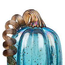 Glitzhome Set of 3 Blue Glass Pumpkin