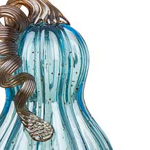 Glitzhome Set of 3 Blue Glass Pumpkin