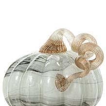 Glitzhome Set of 3 Gray Marble Glass Pumpkin and Gourd