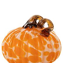 Glitzhome Set of 3 Orange Glass Pumpkin and Gourd
