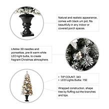 Glitzhome Set of Two 5ft Pre-Lit Pine Artificial Christmas Porch Tree