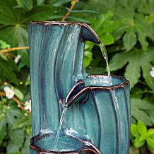 Glitzhome Wavy Textured 4-Tier Outdoor Ceramic Fountain 29.5"H