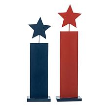 Glitzhome Wooden Patriotic Americana Firecracker Table Sign - Set of 2