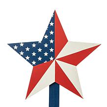 Glitzhome Wooden Patriotic Star Yard Stake - Set of 3