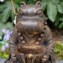 Glitzhome Zen-Style Animal Outdoor Fountain with LED Lights 21.75"H