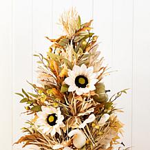 Glizthome 36"H Fall Neutral Sunflower, Pumpkin and Leaf Porch Tree