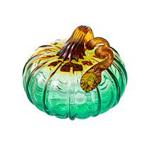 Glizthome 5.75" Gradient Turquoise Glass Pumpkin