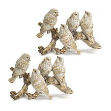Gold Brushed Birds on a Branch Figurines - 2-piece Set