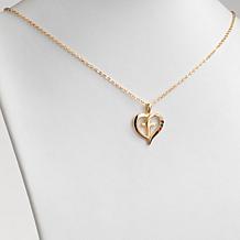 Gold Over Sterling Family Heart And Cross Birthstone Pendant