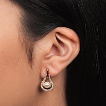 Gold-Plated 5-5.5mm Cultured Pearl and Created Sapphire Earrings