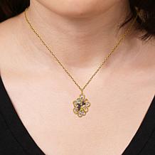 Gold-Plated Multicolor Multigemstone Swirl Pendant with 18" Chain