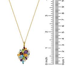 Gold-Plated Mutlicolor Multigemstone Cluster Pendant with 18" Chain