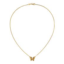 Golden Treasures 14K Gold Diamond-Cut Pink Enamel Butterfly Necklace