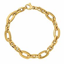Golden Treasures 14K Italian Gold Oval-Link Bracelet