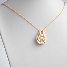 Goldtone Sterling Silver Nesting Teardrop Names Necklace - 4 Names